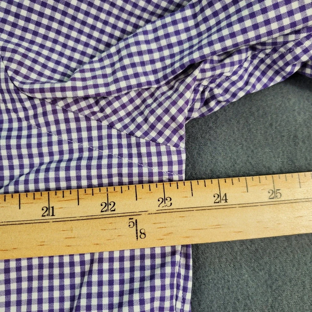 Polo Ralph Lauren Mens Large Classic Fit Gingham Performance Shirt Purple White
